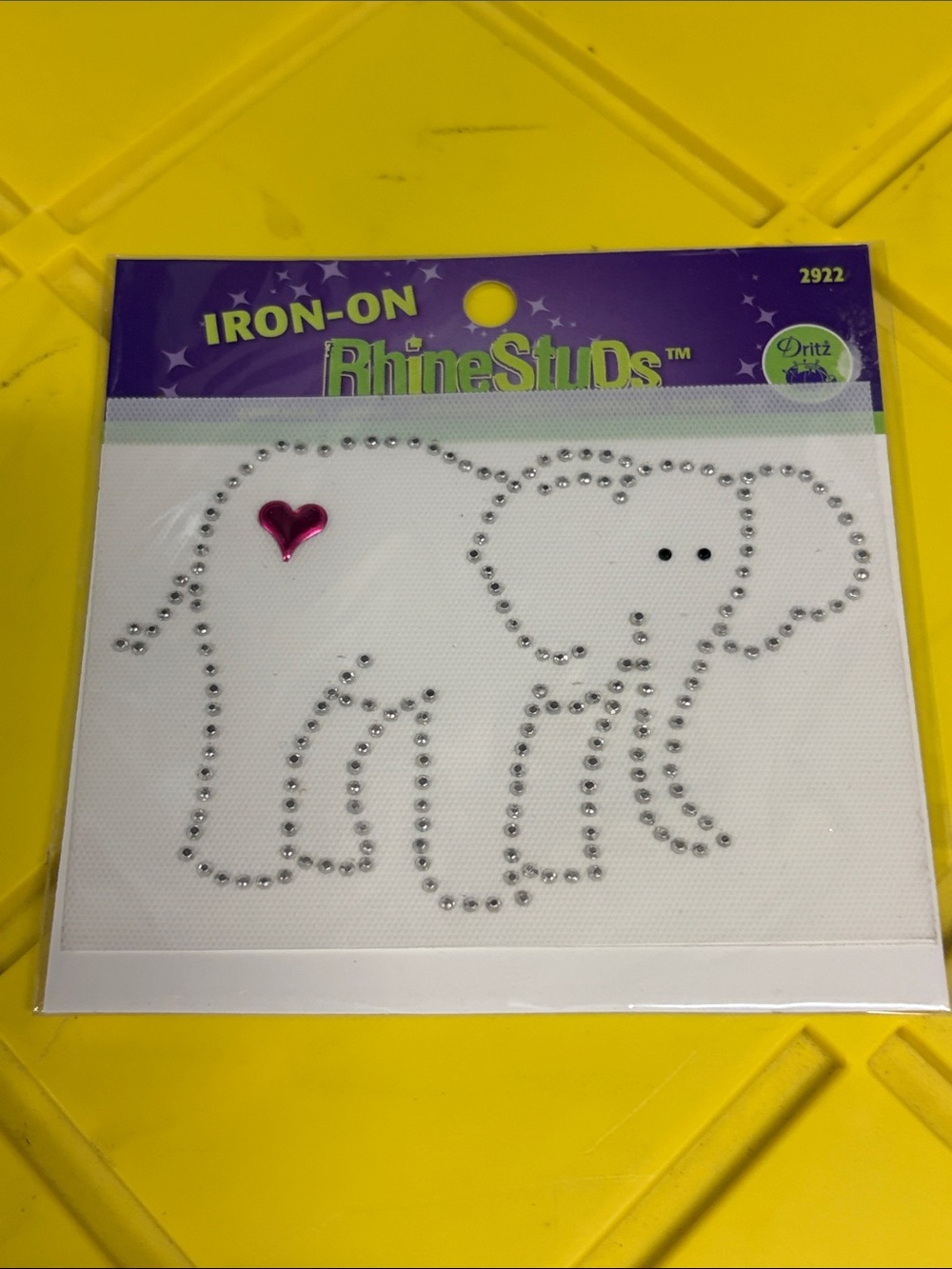 🔴 Iron-On Rhinestuds Elephant Appliqué - Silver and Pink heart